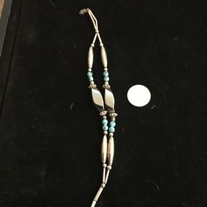 Silver, Marcasite, Turquoise Bracelet.